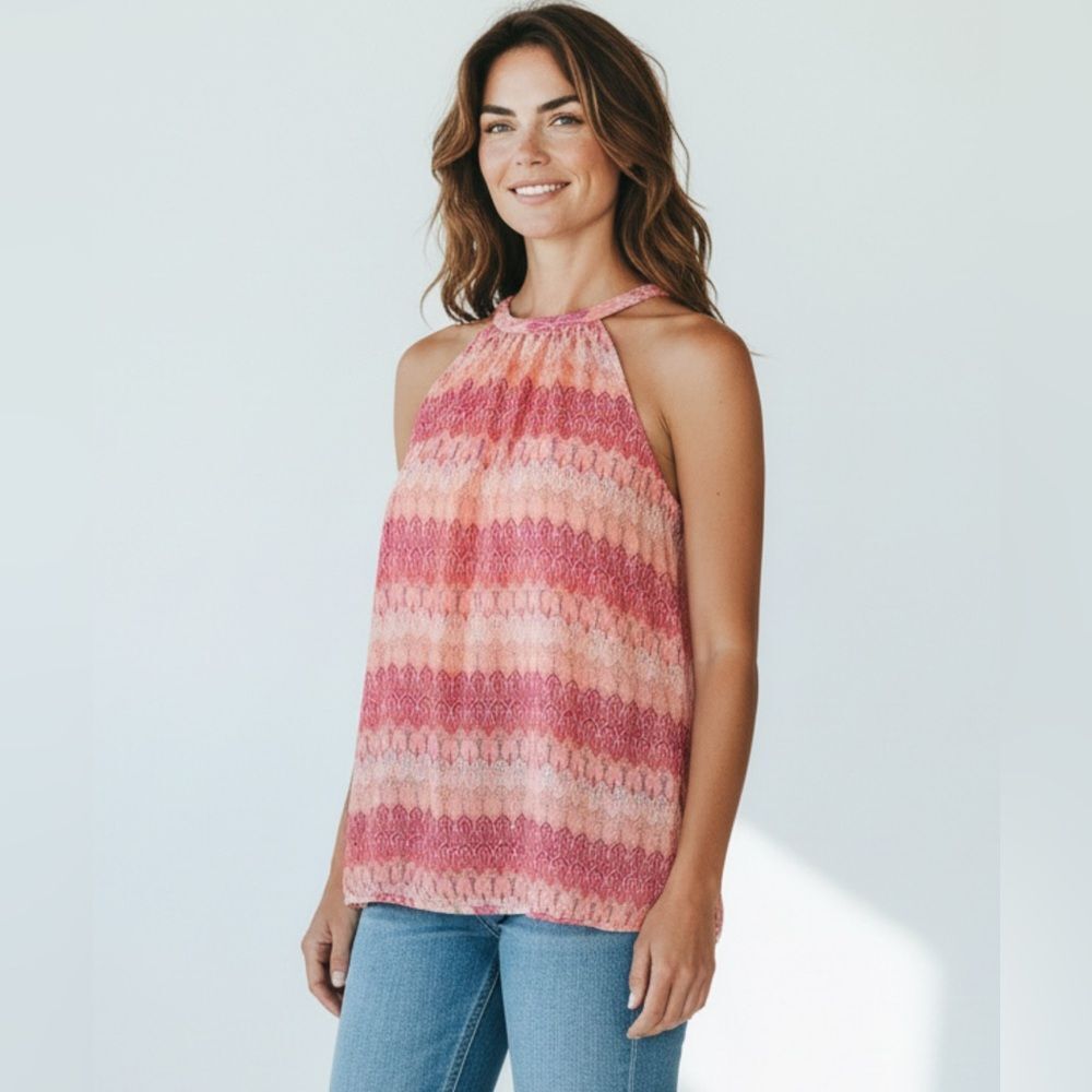 Boston Proper - Pink and Orange Halter Top sz L